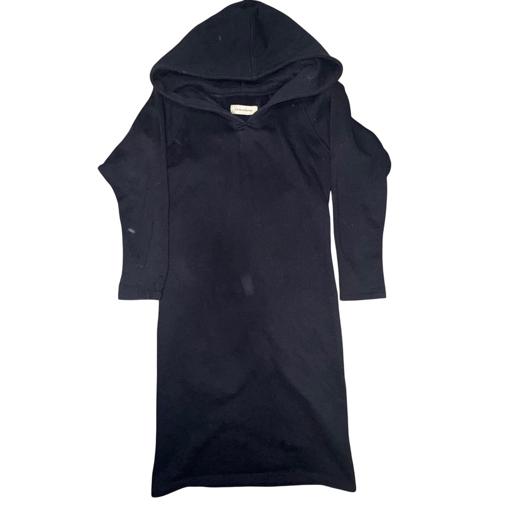 A_PLAN_APPLICATION Blk Lng Sleeve‎ Hooded Sweatshirt Dress. Grunge Goth Witchy